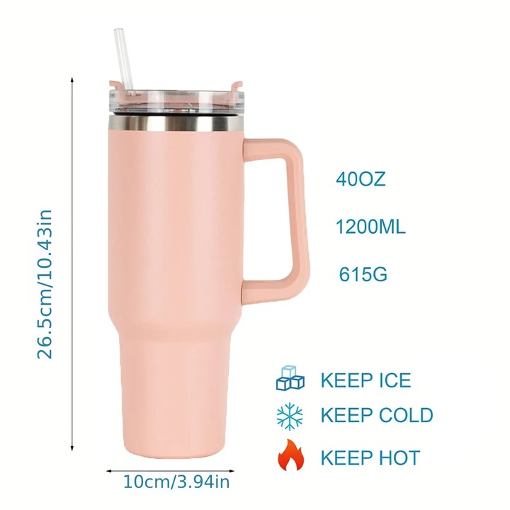 Cana termos, WALALLA, Inox, Cu pai, 1200 ml, Roz