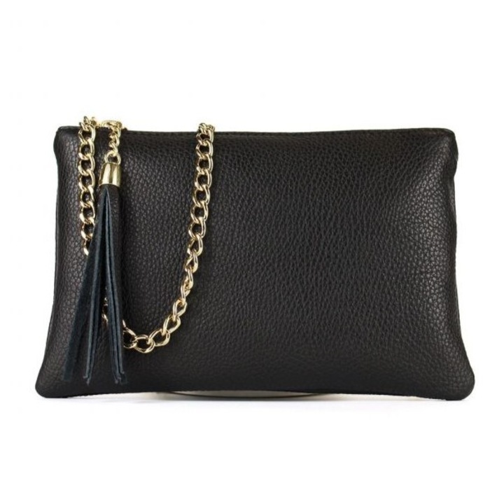 Plic elegant din piele naturala Made in Italy, negru