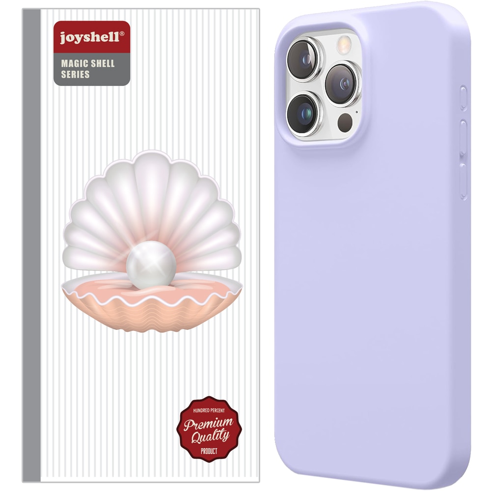 Husa Joyshell pentru iPhone 15 Pro Max, SIlicon Catifelat Cu Interior Microfibra, Protectie la Camere, Mov
