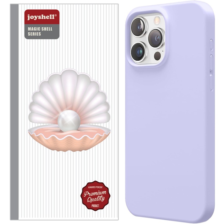 Joyshell tok iPhone 15 Pro készülékhez, puha szilikon mikroszálas belsővel, kameravédelem, lila