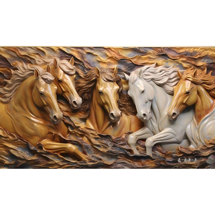 PVC öntapadó tapéta - Absztrakt festmény lovakkal, 100 x 150 cm