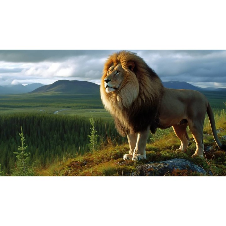 PVC öntapadós tapéta - Hegyi táj és a dzsungel királya, 100 x 150 cm