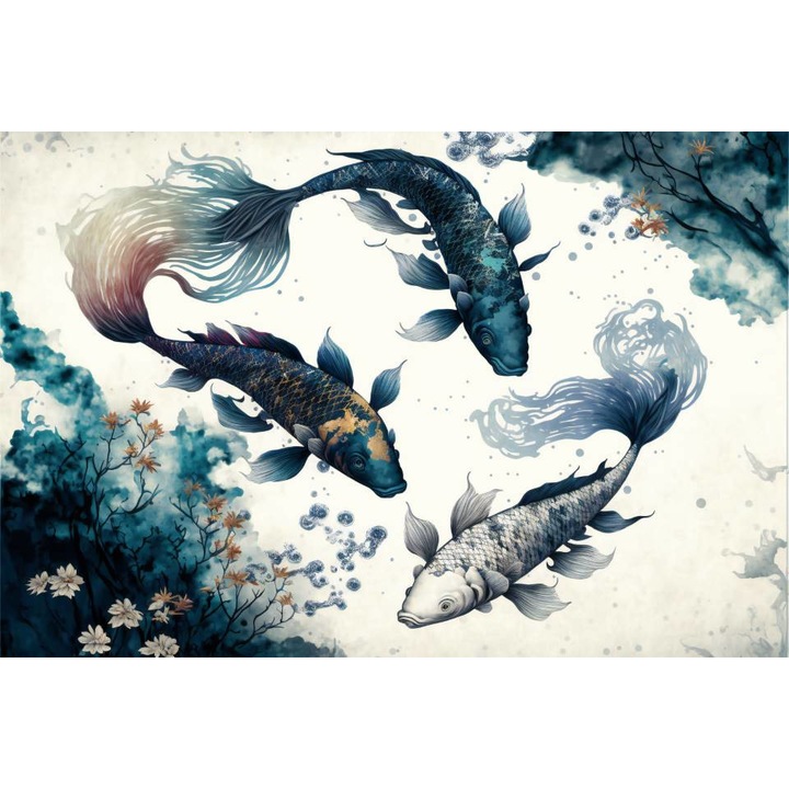 PVC öntapadós tapéta - Kék kínai hal, 100 x 150 cm