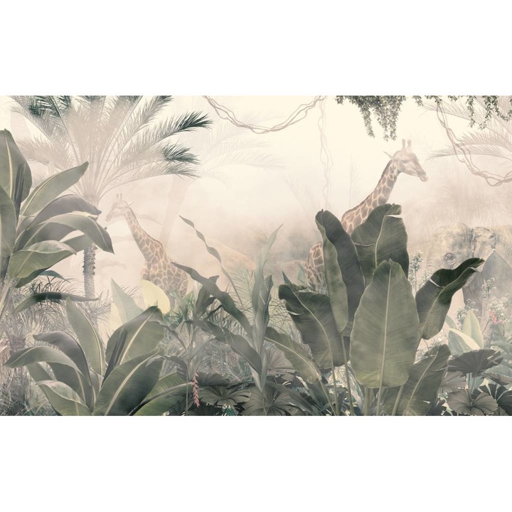 PVC öntapadó tapéta - The Elephant and Giraffes in the Savannah, 100 x 150 cm