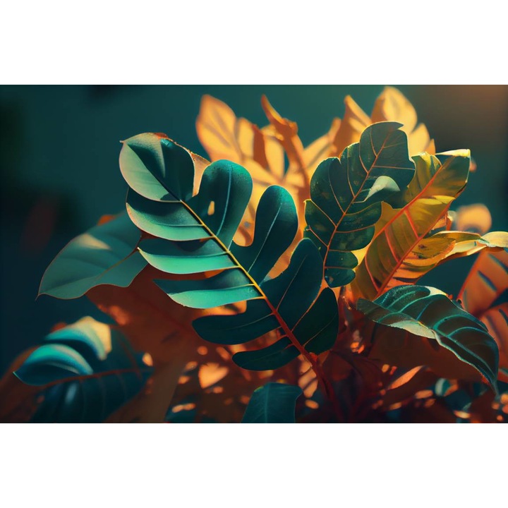 PVC öntapadó tapéta - Zöld és arany levelekkel díszített, 100 x 150 cm