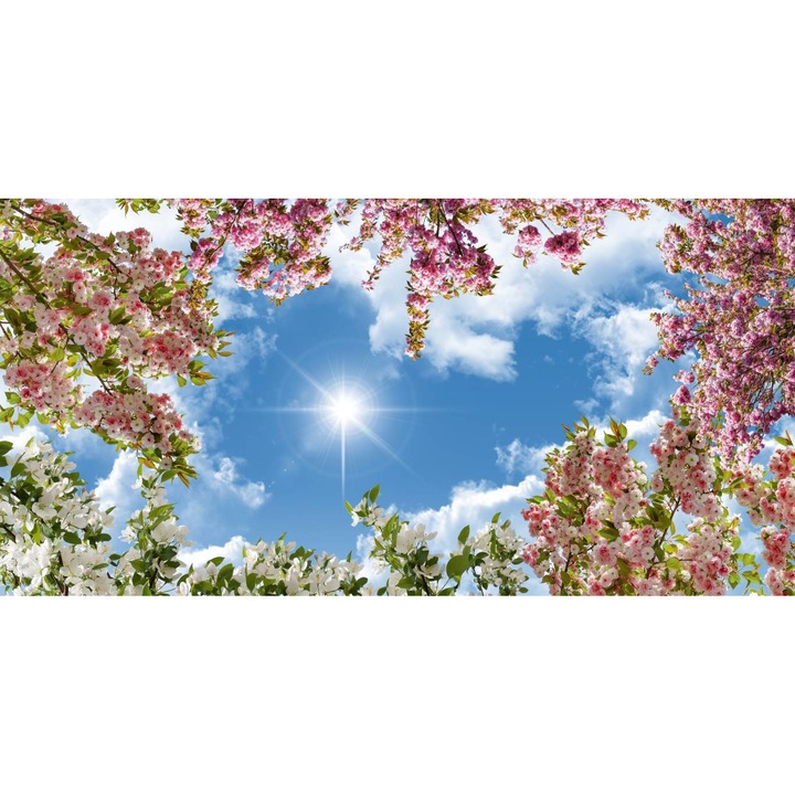 Öntapadó PVC tapéta - Blue Sky and Flowers, 100 x 150 cm