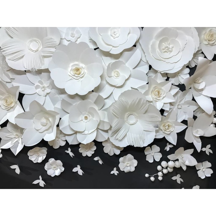 Öntapadó PVC tapéta - White Paper Flowers 3, 160 x 240 cm