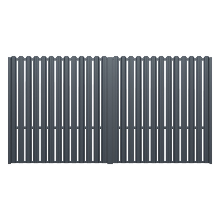 Set 2 bucati Poarta auto, Todome, metalica cu sipca 74, negru, 343 x 180 cm, fara accesorii, fara stalpi