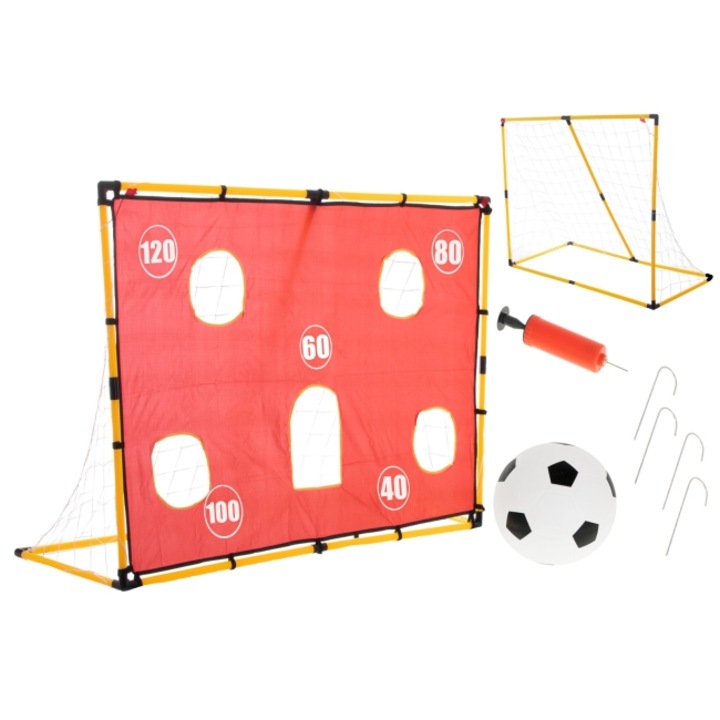 Set de fotbal pentru copii CLASStitude, include poarta de fotbal, minge de fotbal, pompa pentru umflat, elemente fixare, instalare usoara, portabil, Galben