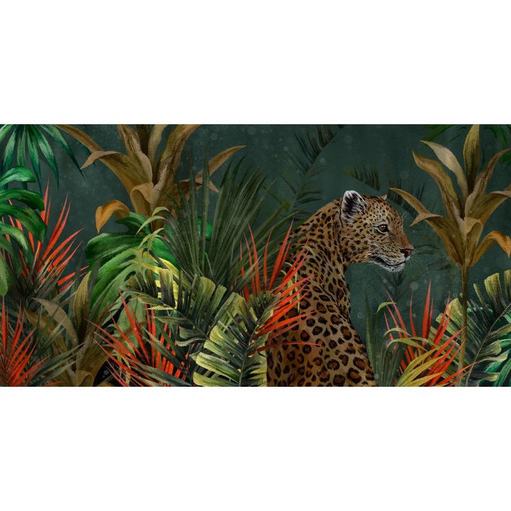 Öntapadó PVC tapéta - Leopard among Leaves, 100 x 150 cm
