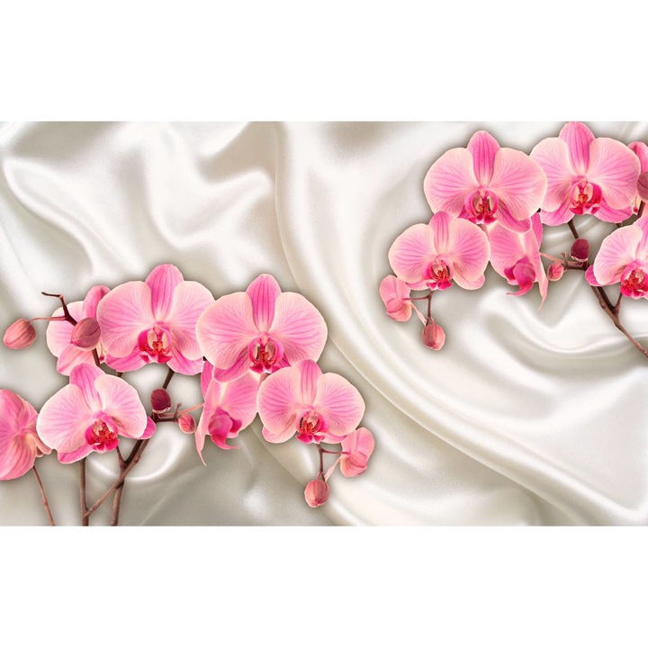 Öntapadó PVC tapéta - Pink Orchids And White Silk, 100 x 150 cm