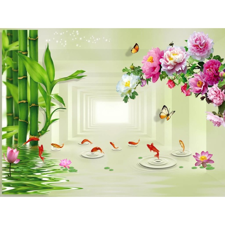 Öntapadó PVC tapéta - Halak és Virágok, 100 x 150 cm
