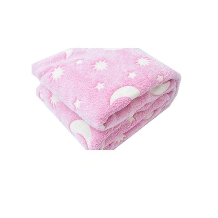 Одеяло с ръкави, Mindblower, Pink Moon, тип Hoodie, фосфоресциращо, ултра леко и топло, за момичета, с кенгуру джоб, еластичен маншет, Flannel & Polar, 75 см