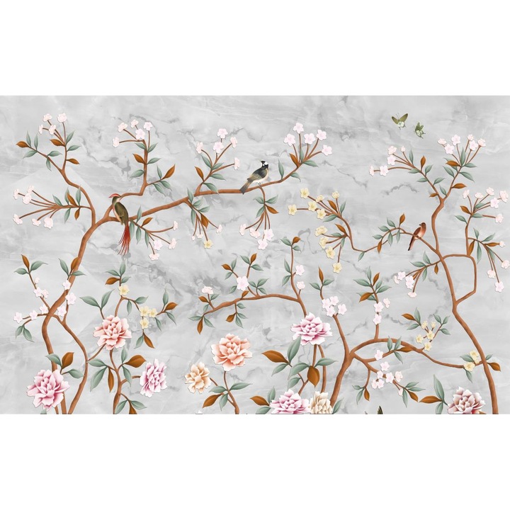 PVC öntapadó tapéta - Madarak a fák között Vintage 2, 100 x 150 cm