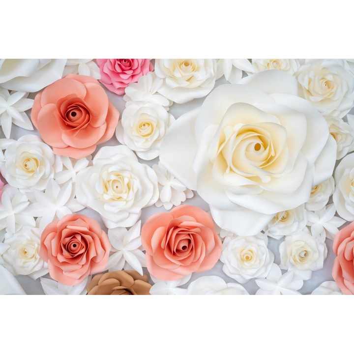 Öntapadó PVC tapéta - Fehér és Pink Roses 2, 100 x 150 cm