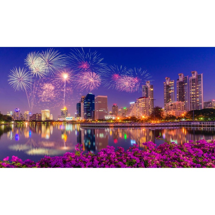 Öntapadó PVC tapéta - Tűzijáték Bangkokban, 100 x 150 cm