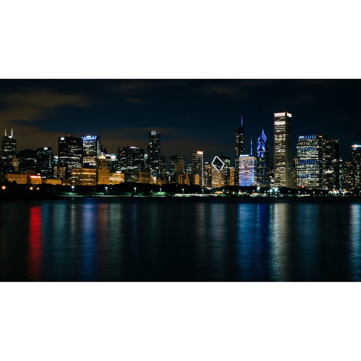 PVC öntapadós tapéta - Chicago At Night, 100 x 150 cm