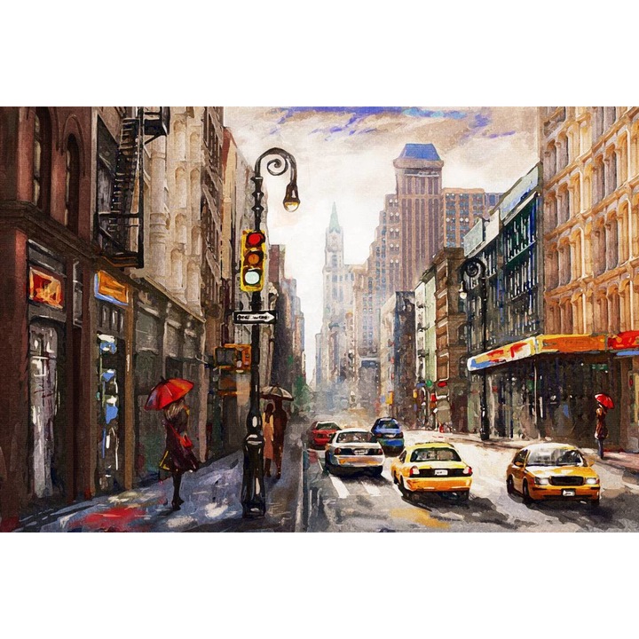 Tablou Canvas - Desen Dimineata In Orasul Urban, 30x40 cm