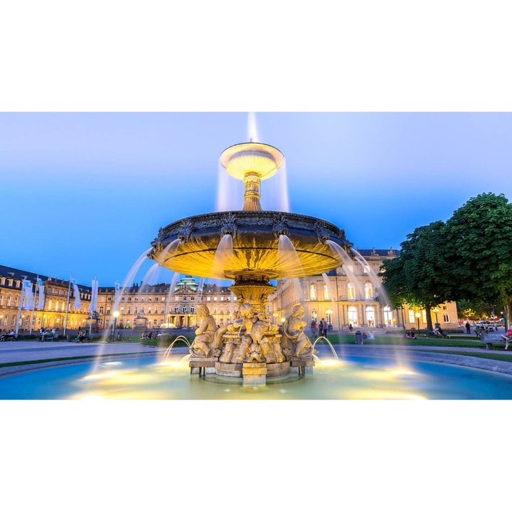 Öntapadó PVC tapéta - Szökőkút Stuttgart központjából, 100 x 150 cm