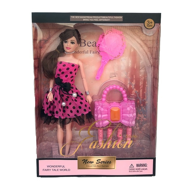 Fashion baba szett műanyag kiegészítőkkel, 24x33cm, Multicolor, M1