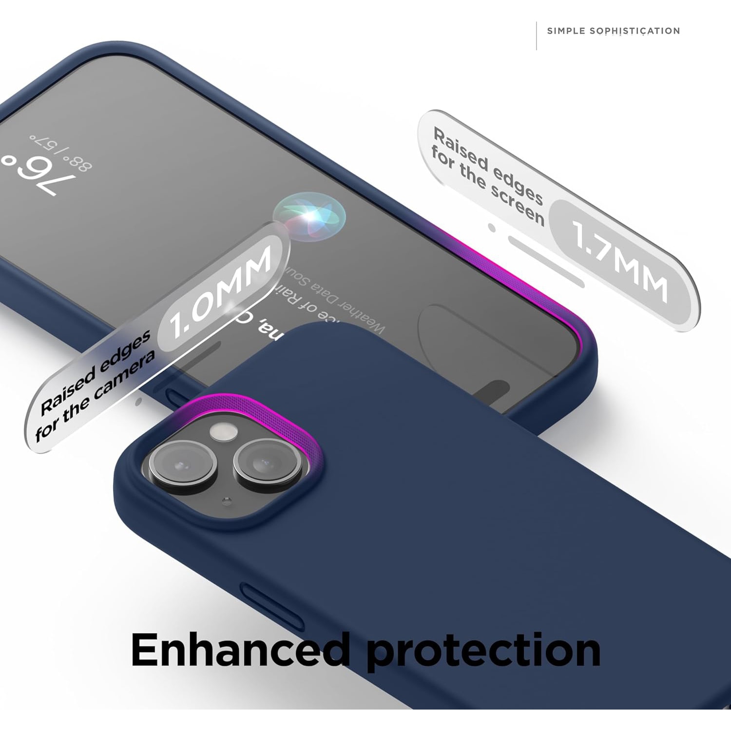 Husa Joyshell pentru iPhone 15 Plus, SIlicon Catifelat Cu Interior Microfibra, Protectie la Camere, Bleumarin