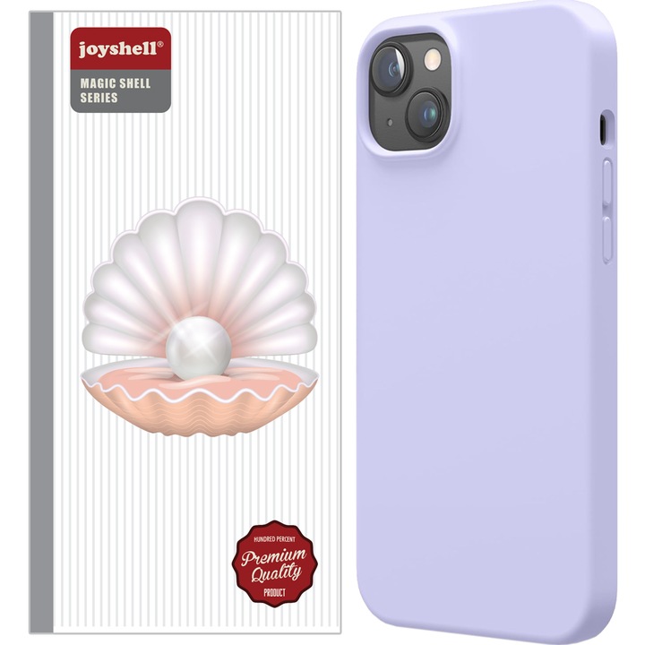 Joyshell tok iPhone 15 Plus készülékhez, puha szilikon mikroszálas belsővel, kameravédelem, lila