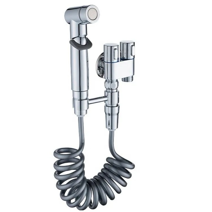 Душ комплект с функция биде, Неръждаема стомана, Сребро