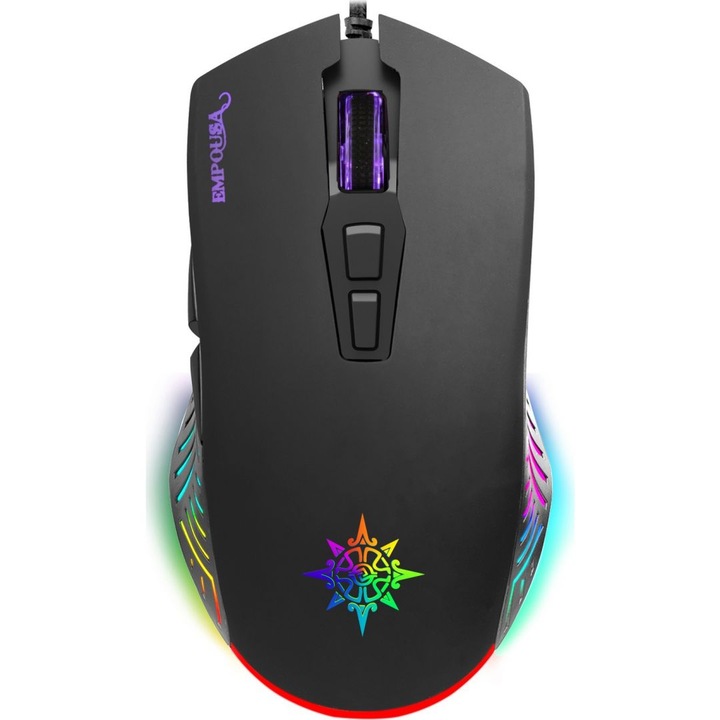 Mouse gaming cu fir, Inca, USB, Optic, 7200 dpi, Negru