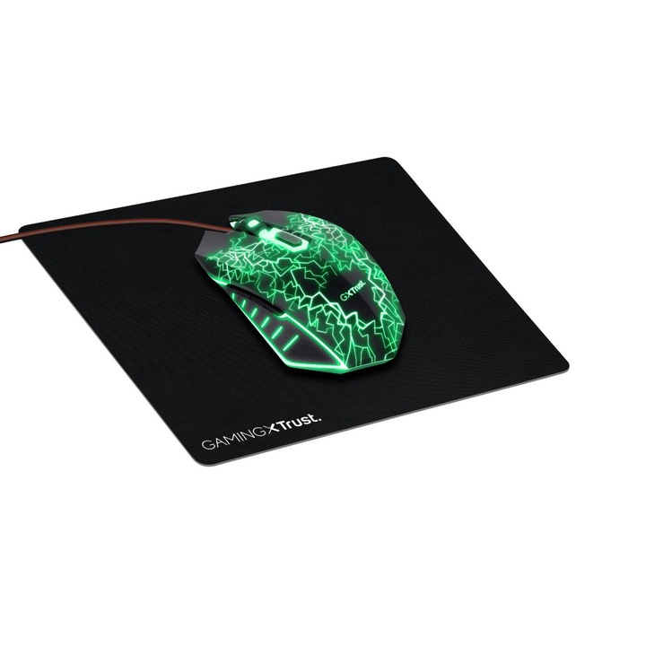 Kit gaming mouse si mousepad Trust GXT 783X, Negru