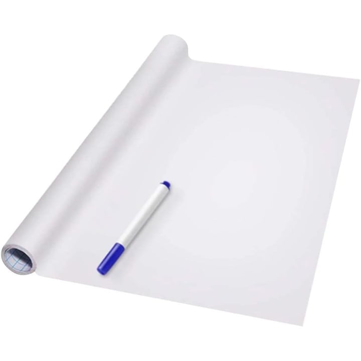 Бяла училищна дъска тип стикер за писане с маркер Luxer, стикер, 200x45 см