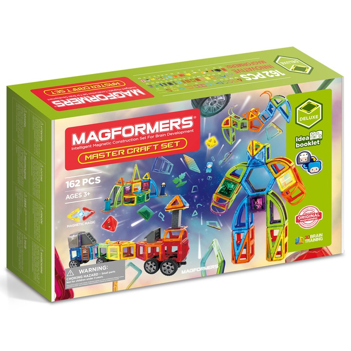 Magformers Master Craft mágneses építőkészlet, 162 db, 3+ év, többszínű
