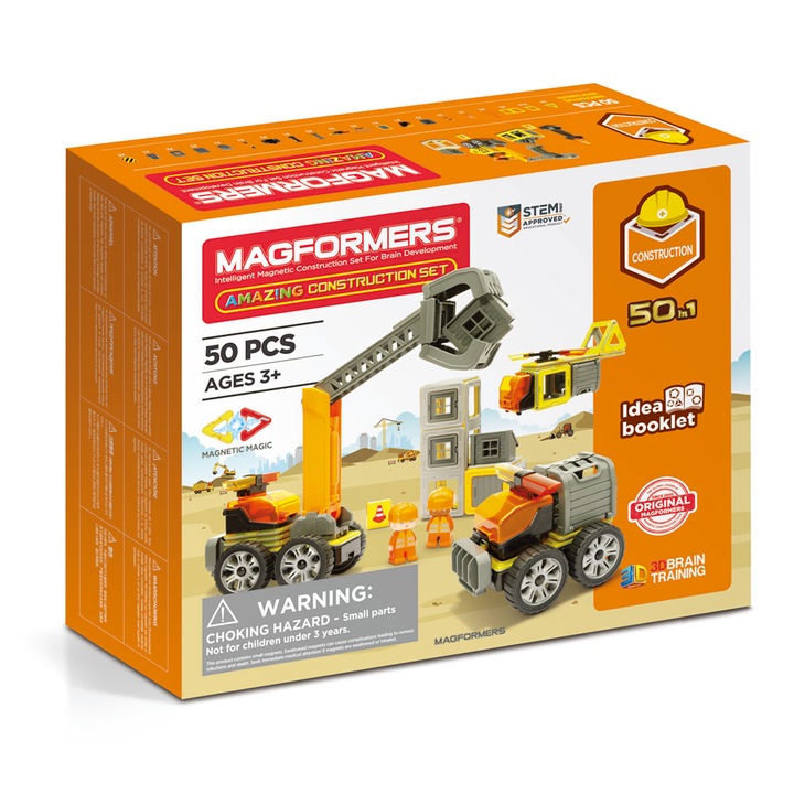 Set de constructie magnetic Magformers - Amazing Construction, 50 piese