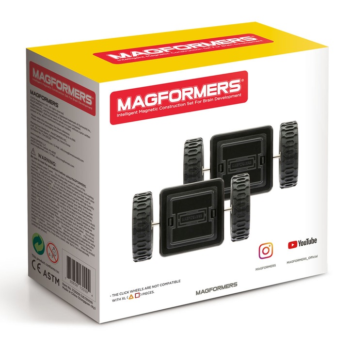 Mágneses építőkészlet Magformers - Click Wheels, 2 db