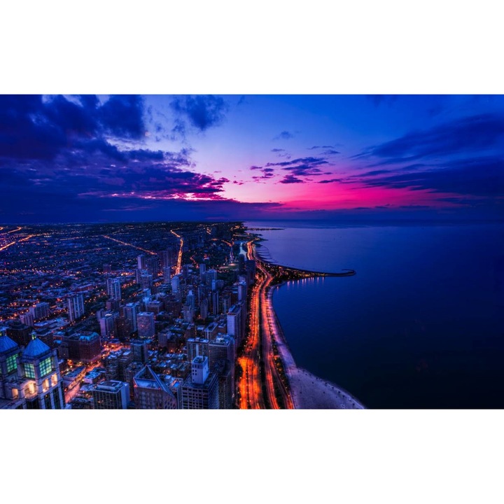 PVC öntapadó tapéta - View From Chicago At Sunset, 100 x 150 cm