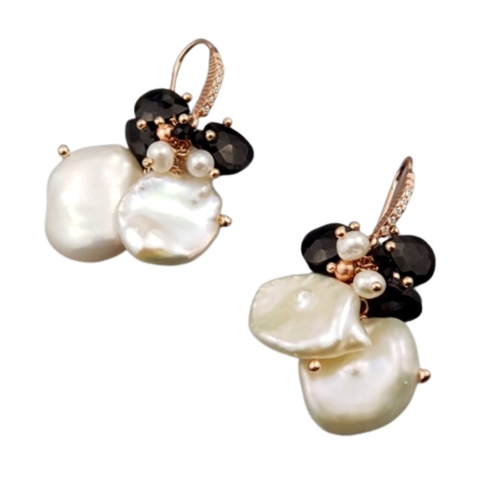 Cercei Paradise cu perle de cultura biwa si agat