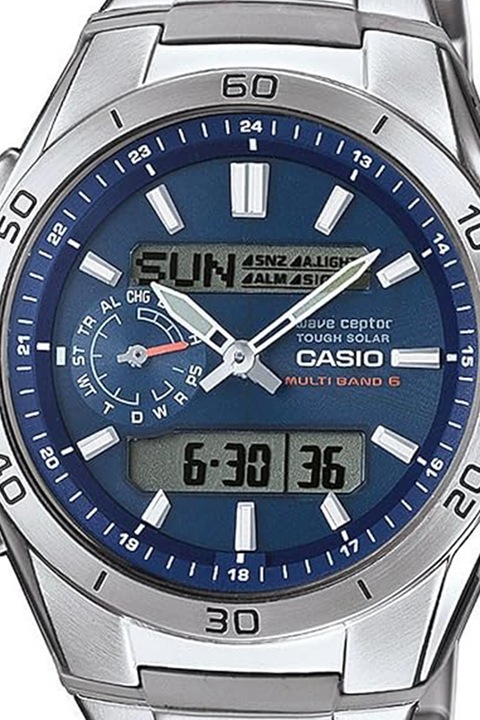 Casio, Ceas quartz cu bratara de otel inoxidabil, Argintiu