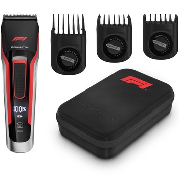 Aparat de tuns parul Rowenta Formula 1 TN524MF0, 29 lungimi de taiere, lame inox, precizie inalta, rosu