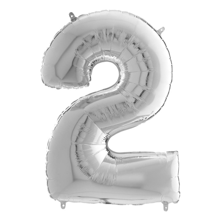 Héliumos fólia lufi - 2-es szám, 65 cm, ezüst