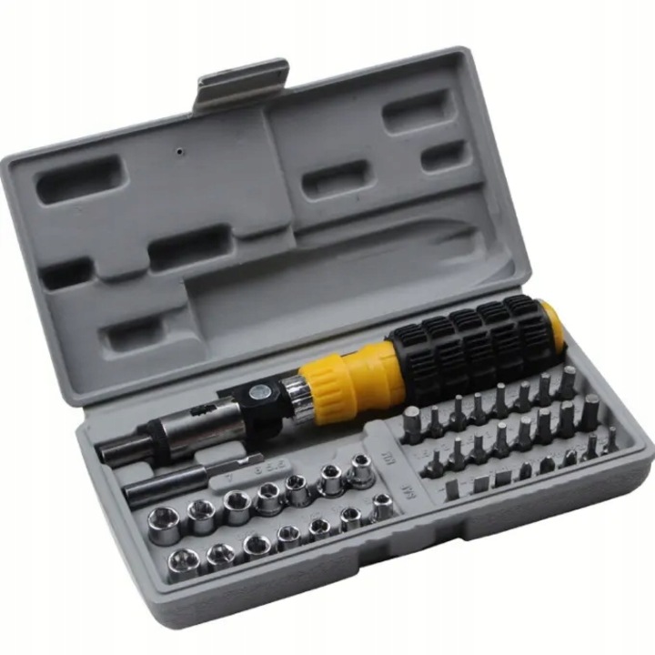 Комплект отвертки, Aiwa, 41 части, черно/сребристо