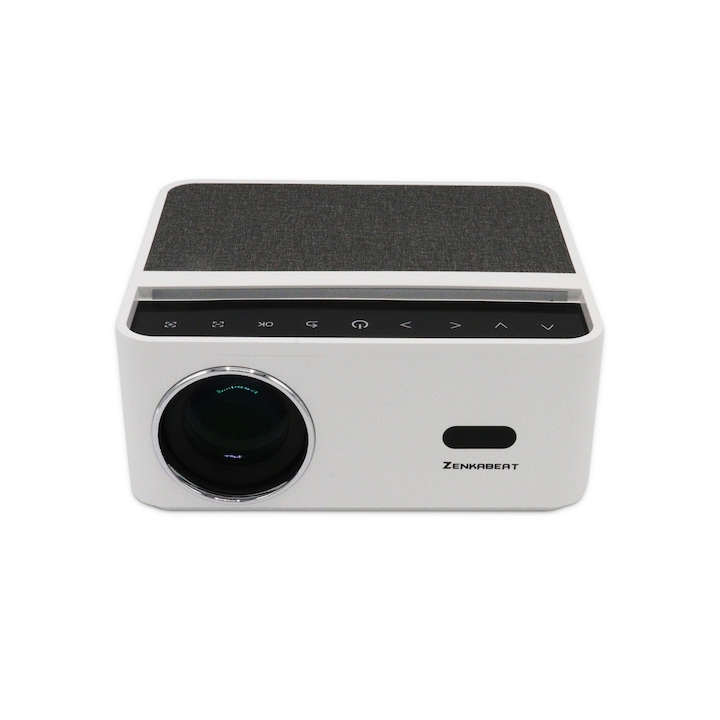 ZENKABEAT ZK8320-Ultra видео проектор, WiFi, Bluetooth връзка, 15000 лумена, преносим, 1920 x 1080 Full HD резолюция, поддръжка на 8K, функция All Round Deep Focus, LED, HDMI, VGA, AV, USB, аудио, бял
