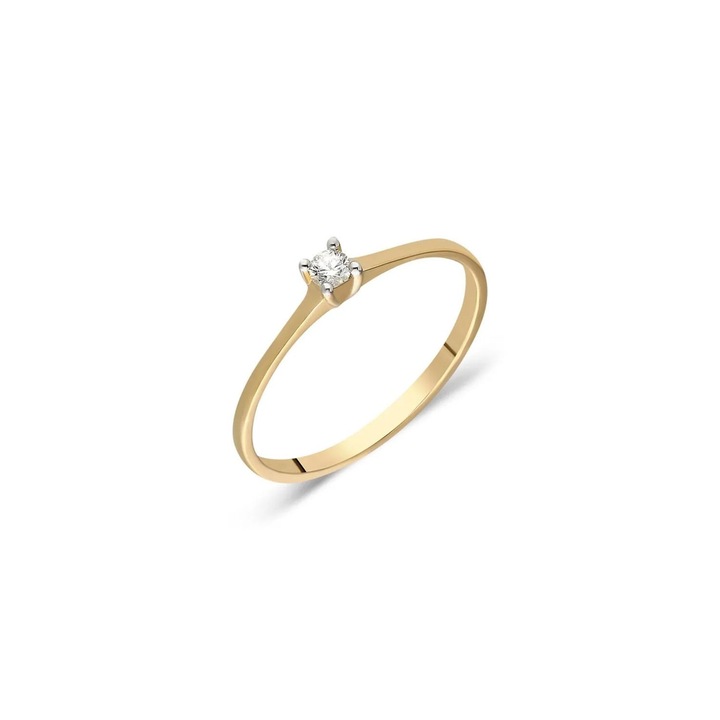 Inel de logodna din aur galben 14 K, 1.05 g, diamant 0.07 carate, 1 piatra, marimea 54, Reina Bijou