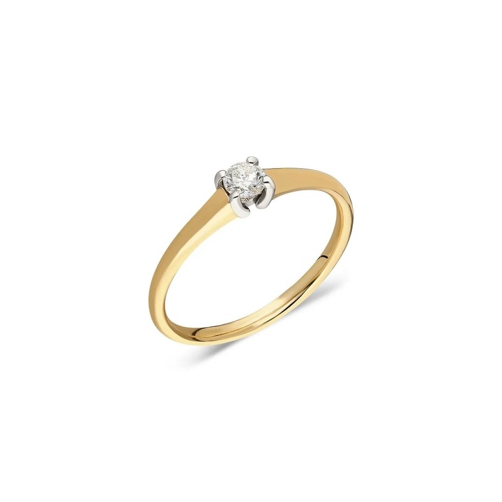 Inel de logodna din aur galben 14 K, 1.95 g, diamant 0.22 carate, 1 piatra, marimea 54, Reina Bijou