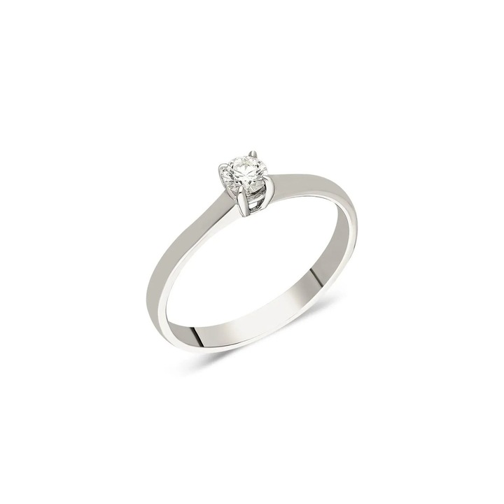 Inel de logodna din aur alb 14 K, 2.17 g, diamant 0.19 carate, 1 piatra, marimea 58, Reina Bijou