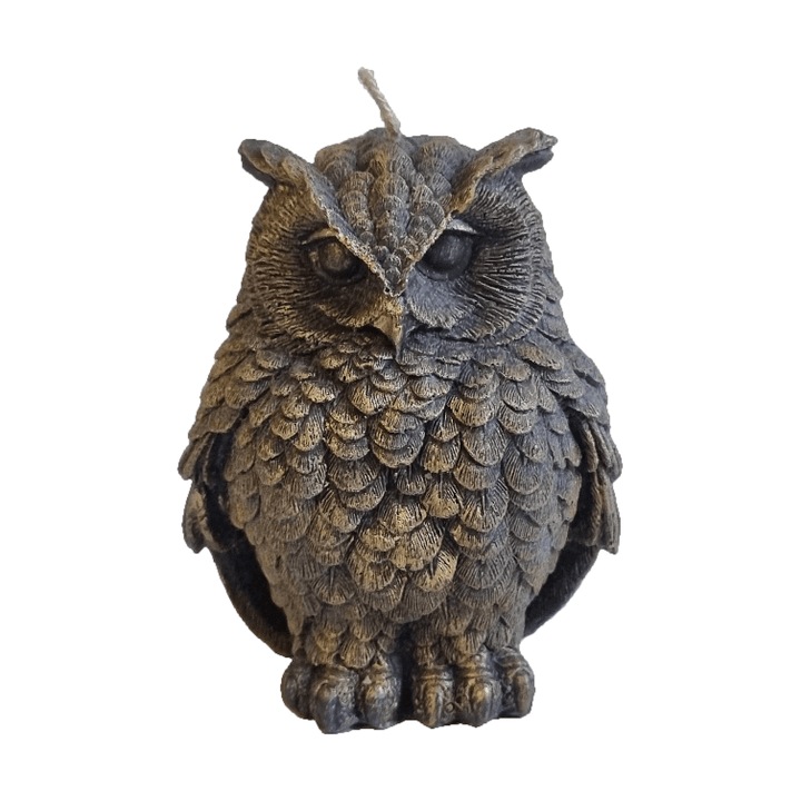 Lumanare Decorativa, Bufnita, Auriu metalizat, 250 g