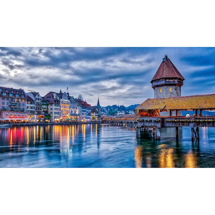 PVC öntapadó tapéta - Chapel Bridge Svájcból, 100 x 150 cm