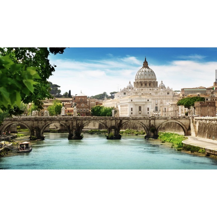 PVC öntapadó tapéta - Kilátás a Szent Angyal hídra Olaszországból, 100 x 150 cm