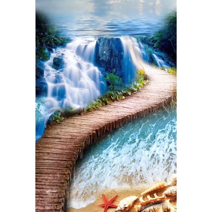 Öntapadó PVC tapéta - Vízesés és híd, 100 x 150 cm