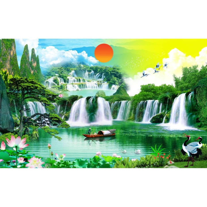 Öntapadó PVC tapéta - Vízesések és a kínai halász, 100 x 150 cm