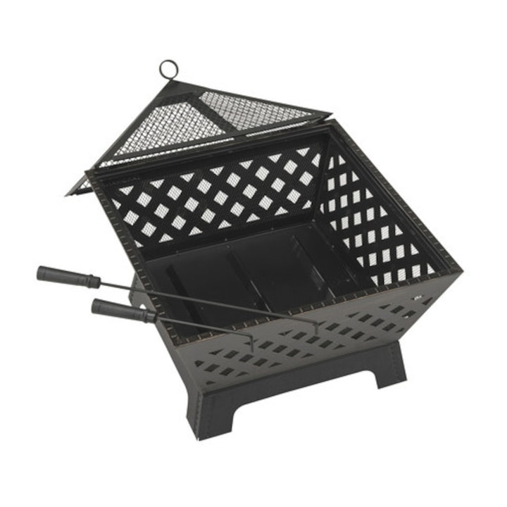 Semineu Terasa Landmann Cu Capac Si Vatrai 66, 5x63 Cm Negru