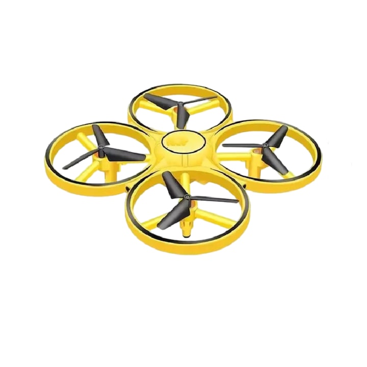 Mini drón, kézzel irányítható, LED-es, USB töltés, cserélhető akkumulátor, gravitációs vezérlés, infravörös irányítás, akadálykerülés, 17 x 17 x 3.8 cm - FLASH